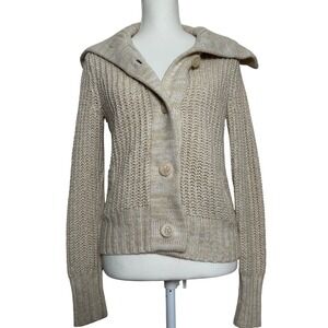 Y2K‎ Mossimo Supply Co Womens XS Tan Speckled Knit Shawl Collar Cardigan Sweater